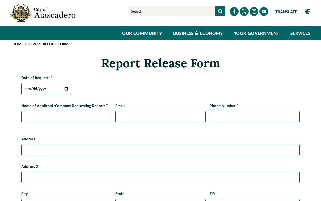 Atascadero neighbors police report release form
