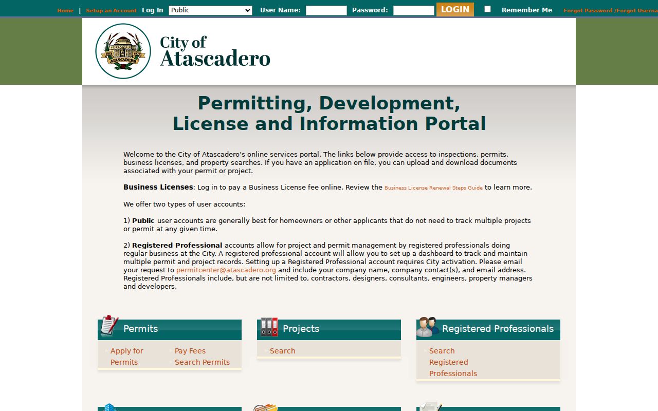 Atascadero street directory eTRAKiT permit and property search